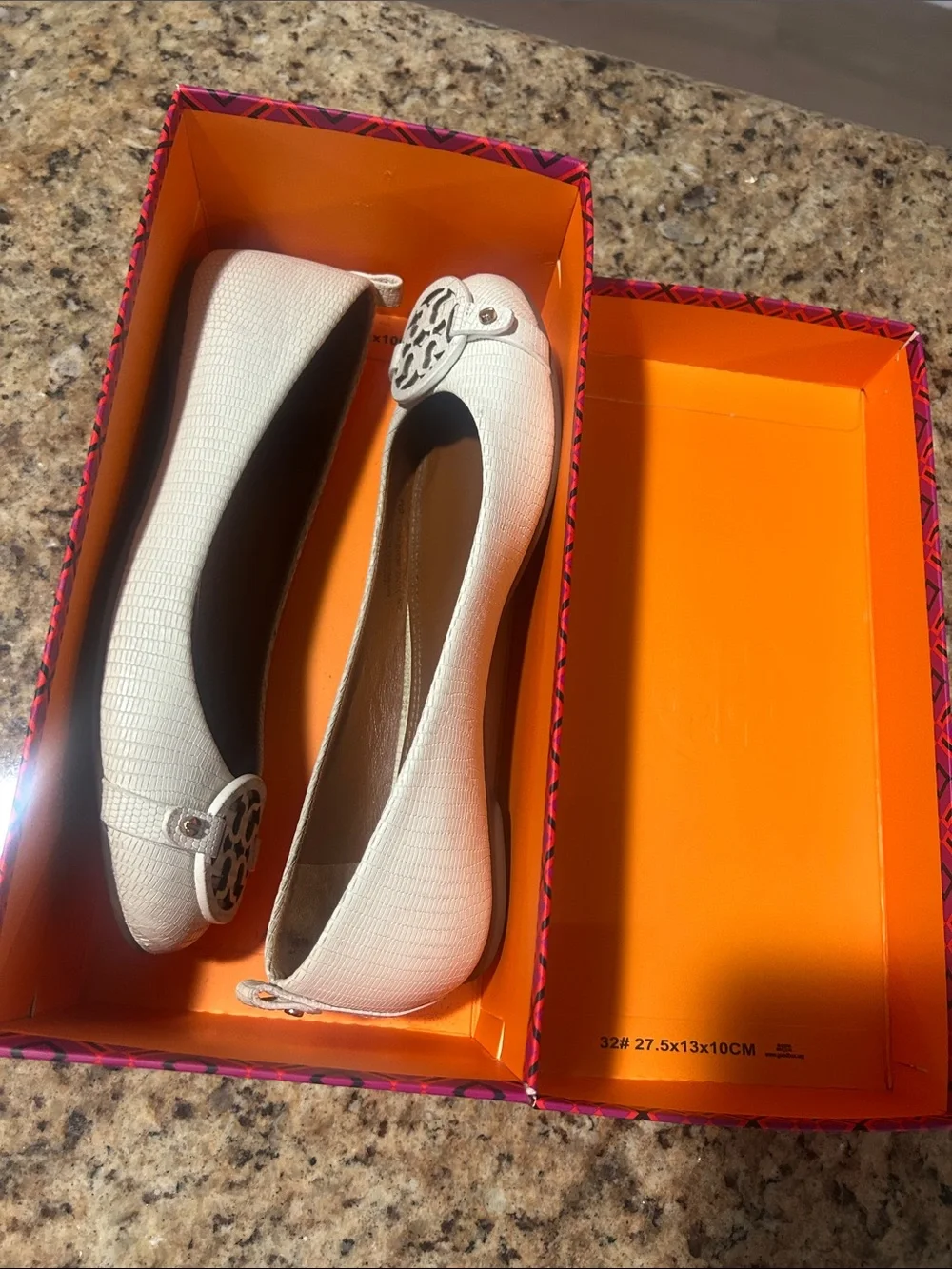 Tory Burch cream leather flats